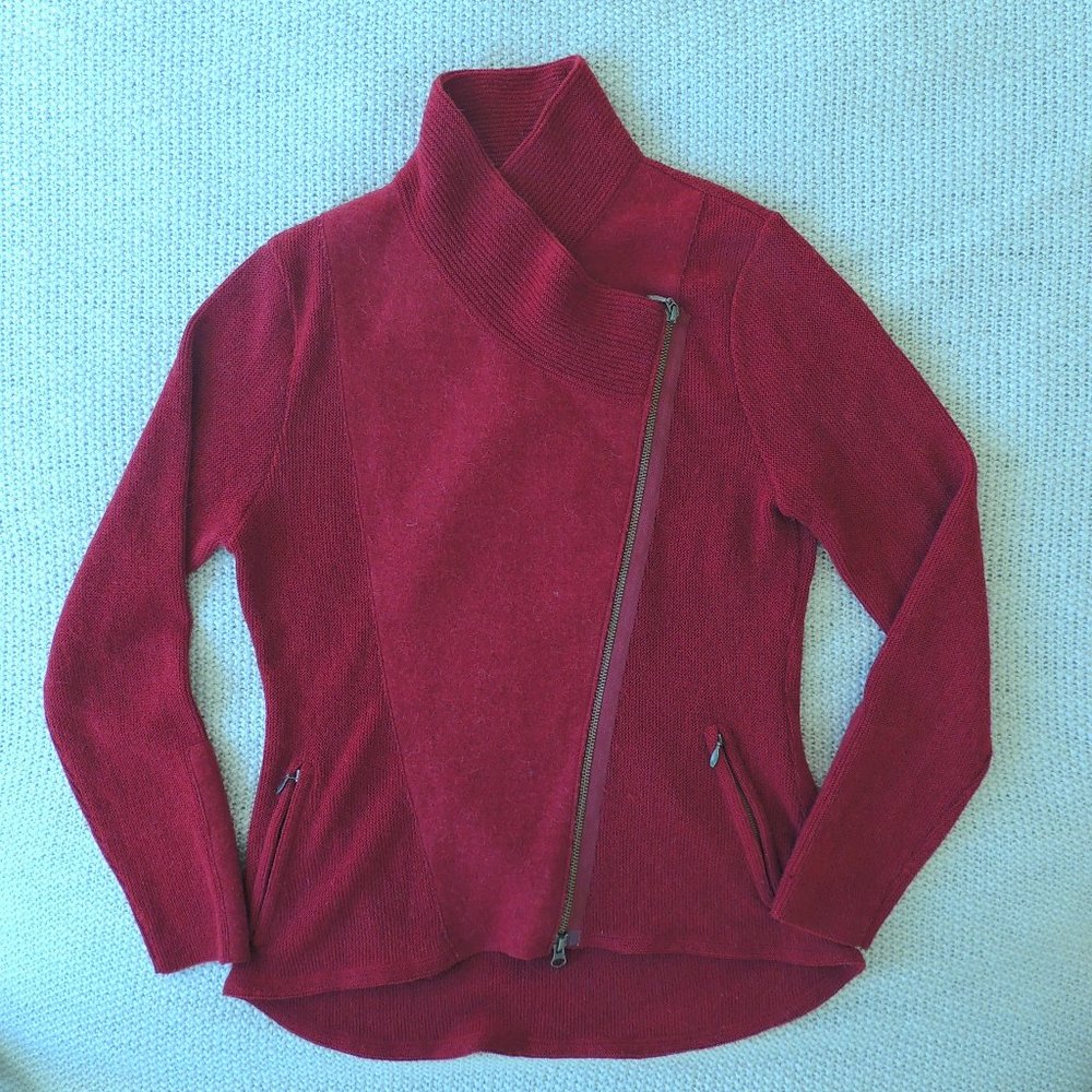 NWOT Wool/Alpaca Red Zip-front Cardigan - Picture 6 of 13